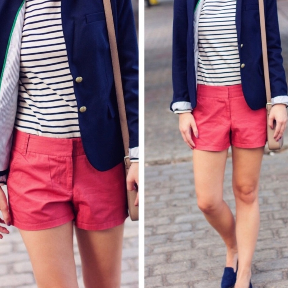J. Crew Chino Broken-In Shorts Coral Red Size 2